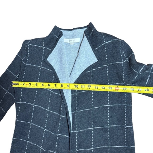 LOFT|Women’s Light Gray Windowpane Knit Open-Front Cardigan Jacket-Size XS - Picture 8 of 9